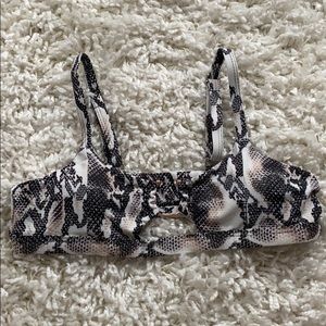 Cut-Out Front Snakeskin Print Bikini Top